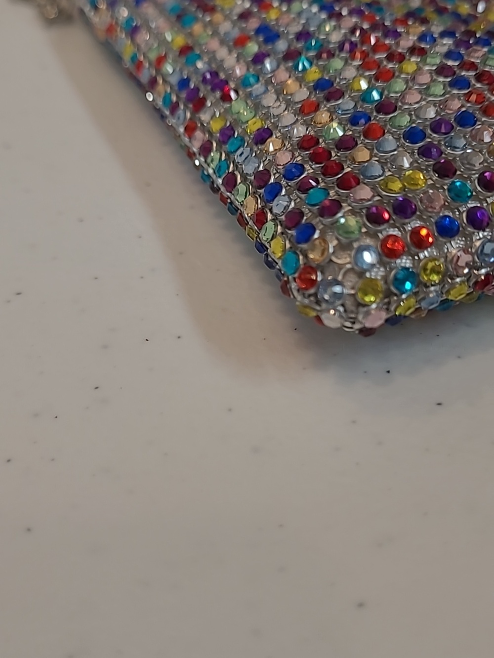 Jessica McClintock Crystal Multicolor Envelope Clutch Bag with Chain Strap - Picture 8 of 11